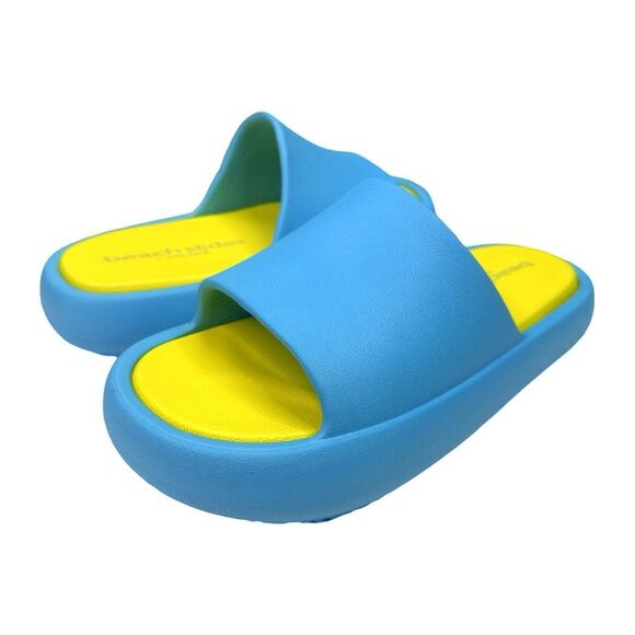 Beach Slides by J/Slides Squish Slides - Turquoise & Yellow - Size 8 - Picture 3 of 9
